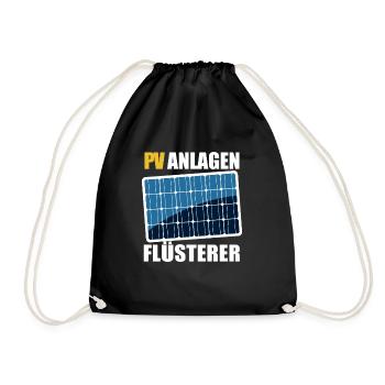 PV Anlagen Flüsterer - Photovoltaik - Solarstrom - Turnbeutel - Schwarz - Vorne