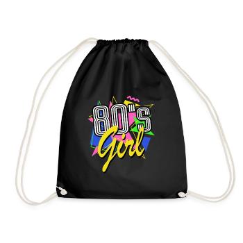 80s girl - 80s - colorful + crazy - retro - Drawstring Bag - black - Front