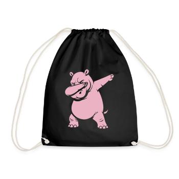Dabbing Hippo - Dab Dance - Gift - Drawstring Bag - black - Front
