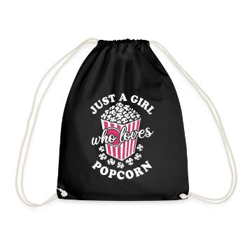 Just a girl who loves popcorn - crispy & delicious - Drawstring Bag - black - Front