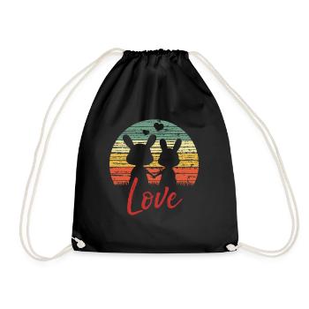 Bunny love - Cadeau de la Saint-Valentin - Sac de sport léger - noir - Devant