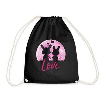 Bunny love - Cadeau de la Saint-Valentin - Sac de sport léger - noir - Devant