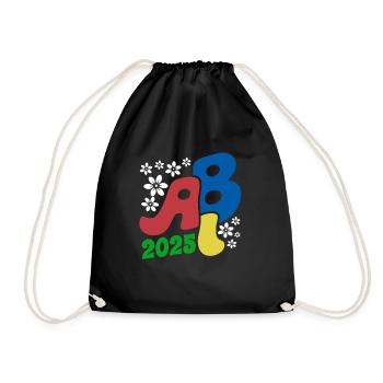 Abi 25 - Abitur - Blumen Geschenk - Turnbeutel - Schwarz - Vorne