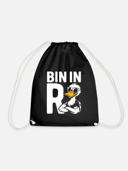 Bin in Rente - Ente - Ruhestand - Pension - Turnbeutel - Schwarz