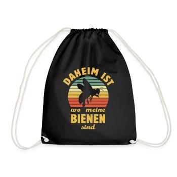 Daheim ist wo meine Bienen sind - Imker, Honig - Turnbeutel - Schwarz - Vorne