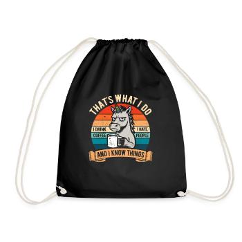 Je bois du café, je déteste les gens et je sais des choses - Sac de sport léger - noir - Devant