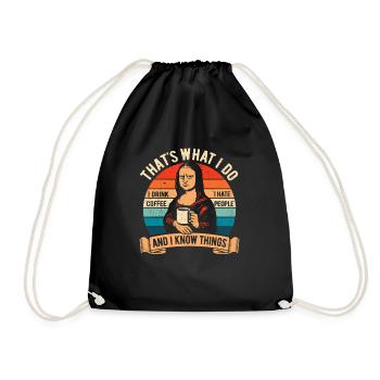 Je bois du café, je déteste les gens et je sais des choses - Sac de sport léger - noir - Devant