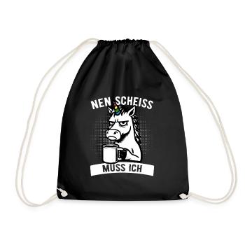 Freches Einhorn - Nen Scheiß muss ich - Kaffee - Turnbeutel - Schwarz - Vorne
