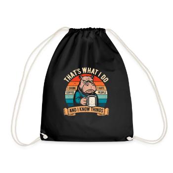 Je bois du café, je déteste les gens et je sais des choses - Sac de sport léger - noir - Devant