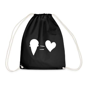 heart symbol eat ice cream summer - Drawstring Bag - black - Front