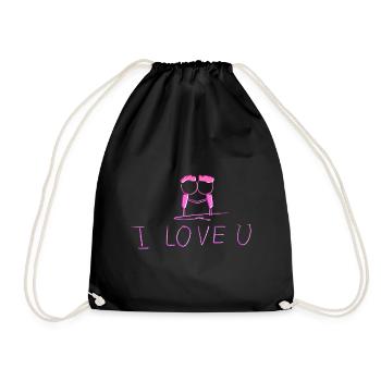 couple pink lovers gay - Drawstring Bag - black - Front