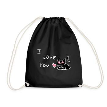 ich liebe dich katze tier - Turnbeutel - Schwarz - Vorne