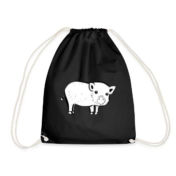 süßes pinkes cartoon Schwein Symbol Tier - Turnbeutel - Schwarz - Vorne