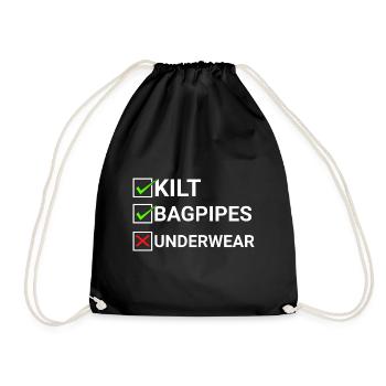 Kilt Dudelsack Unterwäsche Schottische Checkliste - Turnbeutel - Schwarz - Vorne