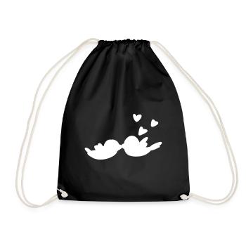 Valentine's Day Couple Bird Hearts Love - Drawstring Bag - black - Front