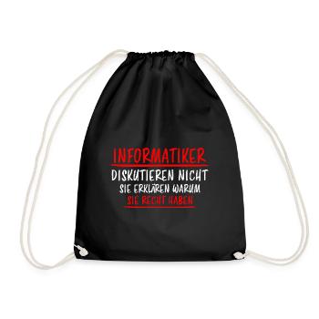 Informatiker Lustig Spruch Programmierer Geschenk - Turnbeutel - Schwarz - Vorne
