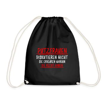 Putzfrau Haushalt Spruch Reinigungskraft Geschenk - Turnbeutel - Schwarz - Vorne