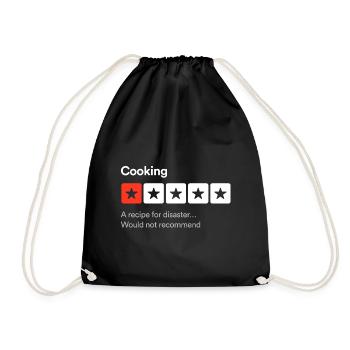 Kochen, ein Rezept für eine Katastrophe... Sarkastische Rezension - Turnbeutel - Schwarz - Vorne