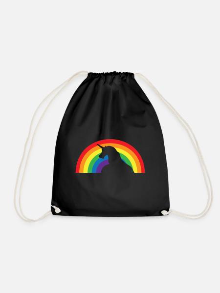 Einhorn Regenbogen - Turnbeutel - Schwarz