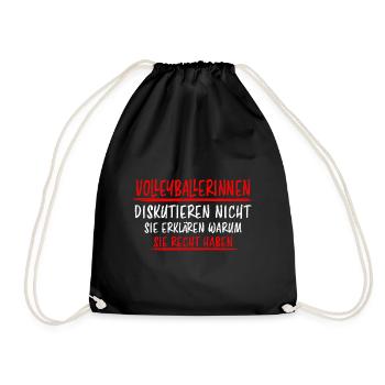 Volleyballerin Spruch Fun Beachvolleyball Geschenk - Turnbeutel - Schwarz - Vorne