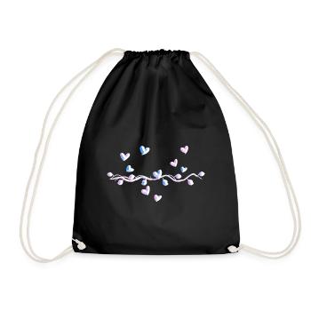 Branch Line Natural Leaves Hearts - Drawstring Bag - black - Front