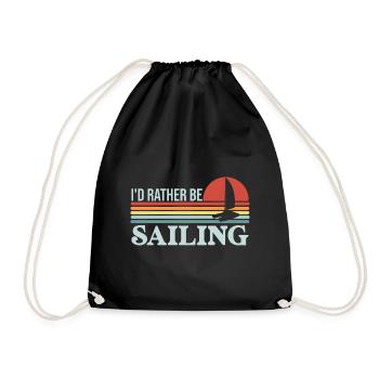 Catamaran captain I would rather sail catamaran - Drawstring Bag - black - Front