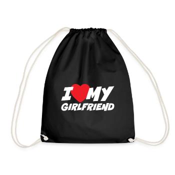 I Love my Girlfriend - Drawstring Bag - black - Front