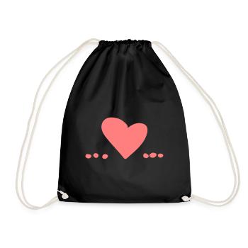 Heart Love Symbol Point Dots Pink - Drawstring Bag - black - Front