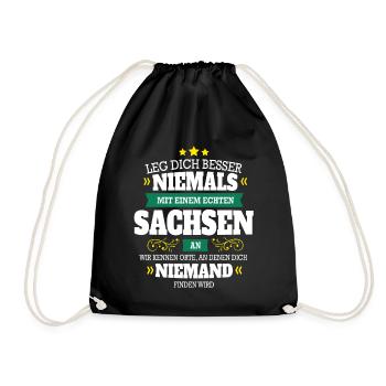 LEG DICH NIEMALS MIT EINEM SACHSEN AN GESCHENK - Turnbeutel - Schwarz - Vorne