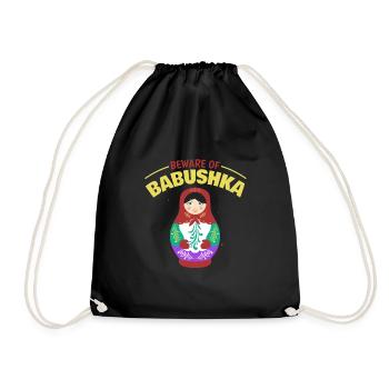 BABUSHKA: Oma: Matrjoschka - Turnbeutel - Schwarz - Vorne