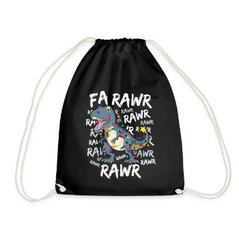 Dinosaur Christmas TShirt Fa Rawr Boys Kids - Drawstring Bag - black - Front