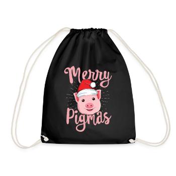Joyeux Pigmas Cochon De Noël T-shirt Femmes Agriculteurs - Sac de sport léger - noir - Devant