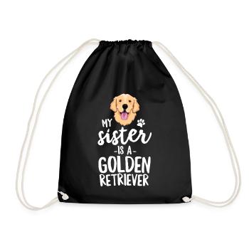 Meine Schwester ist ein Golden Retriever TShirt Kid Dog - Turnbeutel - Schwarz - Vorne