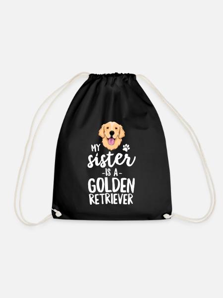 Meine Schwester ist ein Golden Retriever TShirt Kid Dog - Turnbeutel - Schwarz