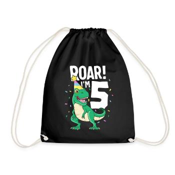 Roar je suis 5 TRex anniversaire dinosaure Happy Nine 5ème - Sac de sport léger - noir - Devant
