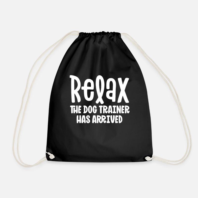 Service Dog Trainer Shirt Relax The Dog Trainer - Drawstring Bag - black