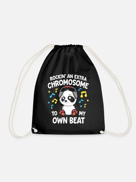 Down Syndrome Shirts Kids T21 Rockin' An Extra - Drawstring Bag - black