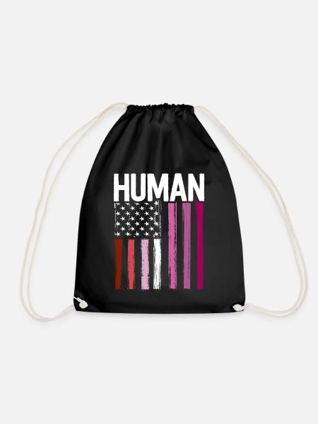 Lesbian Pride Shirt Mensch LGBT Regenbogen Amerikaner - Turnbeutel - Schwarz
