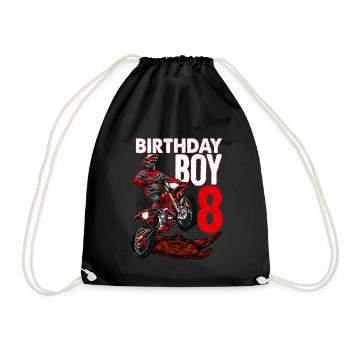 Chemise d'anniversaire de motocross sur le thème de la moto 8e - Sac de sport léger - noir - Devant