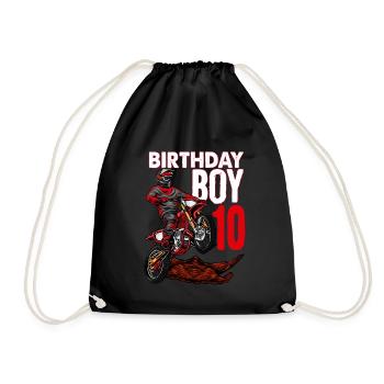 Chemise d'anniversaire motocross sur le thème de la moto 10e - Sac de sport léger - noir - Devant