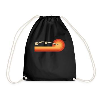 Retro Dart Board Shirt Dart Player Gifts Throwing - Drawstring Bag - black - Front