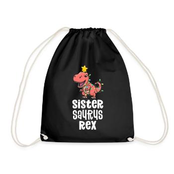 Sistersaurus Rex Girl Matching Dino Family - Drawstring Bag - black - Front
