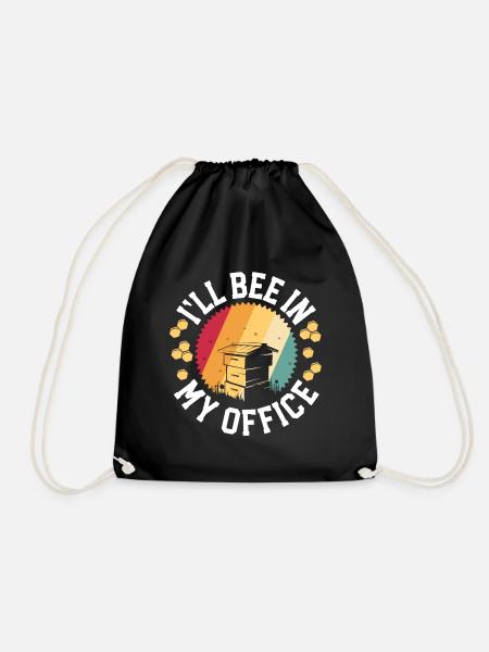 Retro Beekeeper Gifts For Dad Men I'll Bee In My - Drawstring Bag - black