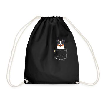 Australian Shepherd Gifts Dog Pocket Shirt Dog - Drawstring Bag - black - Front