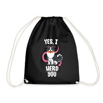 Funny Australian Shepherd Mom Gifts Aussie Yes I - Drawstring Bag - black - Front