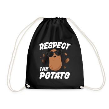 Respectez la chemise de pommes de terre pour enfants garçons hommes drôle - Sac de sport léger - noir - Devant