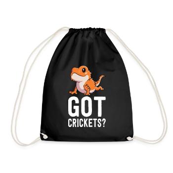 Got Crickets Bearded Dragon Shirt Funny Reptile - Drawstring Bag - black - Front
