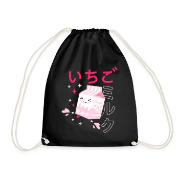 Lait fraise, Kawaii, Strawberry Milk - Sac de sport léger - noir - Devant
