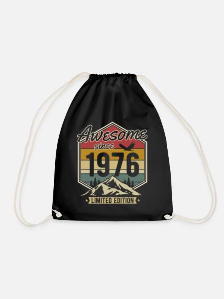 Jahrgang 1976 Retro Geburtstag Geschenk - Turnbeutel - Schwarz