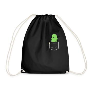 Pocket Pickle Funny Vegetable Cucumber Vegan - Drawstring Bag - black - Front